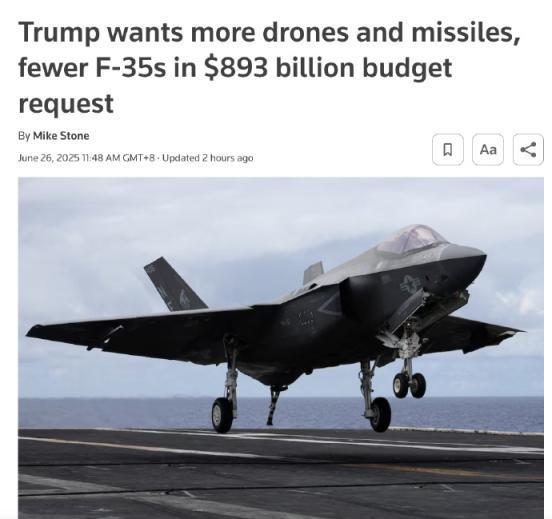 特朗普下一财年将削减F-35战机数量 增加导弹和无人机投入