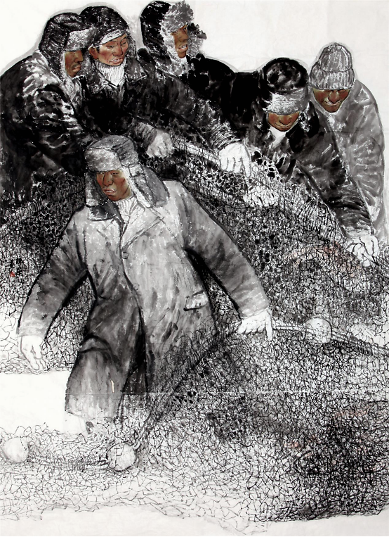 千里冰封望祭湖,雪中冬捕竞纷呈——著名画家陈华《冬捕人物》描绘查干湖上渔人的伟岸身影-中华网山东