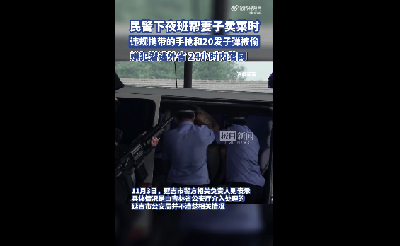 吉林一民警早市卖菜违规携带手枪被偷，嫌犯潜逃外省落网