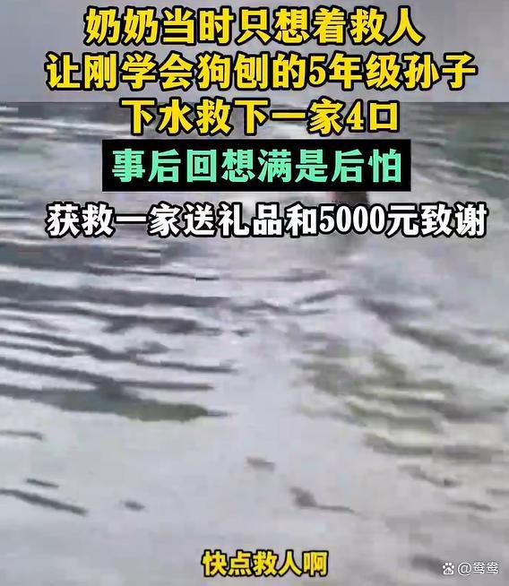 男孩靠刚学会的狗刨把人救起