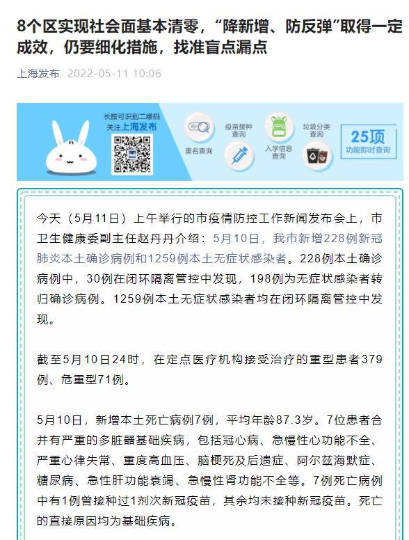 “降新增、防反弹”取得成效 上海8个区实现社会面基本清零