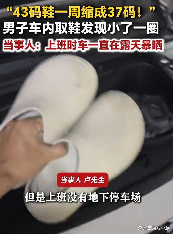 43码拖鞋放车内一周晒成37码 高温下的“缩骨功”