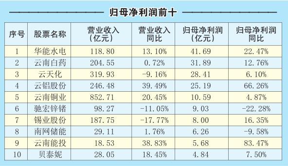 云南41家上市公司半年报发布—上半年实现营收2934.73亿元 7家营收超百亿元，26家实现盈利