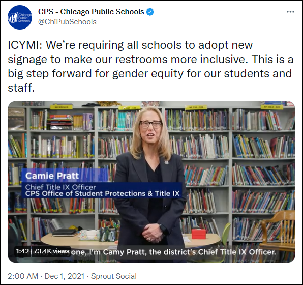 芝加哥公立学校取消男女厕所 美网民：这是倒退