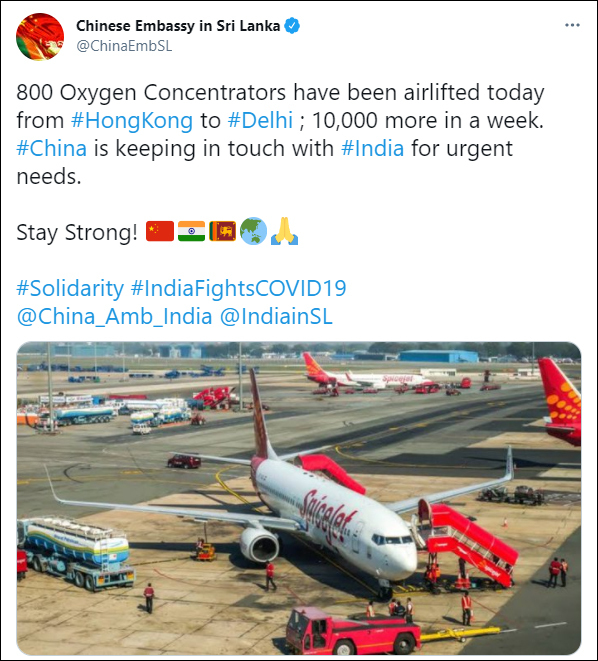 中国800台制氧机运抵德里 印度网友：远亲不如近邻