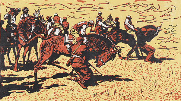 《金色的赛马场》徐匡 版画。中国美术馆供图
