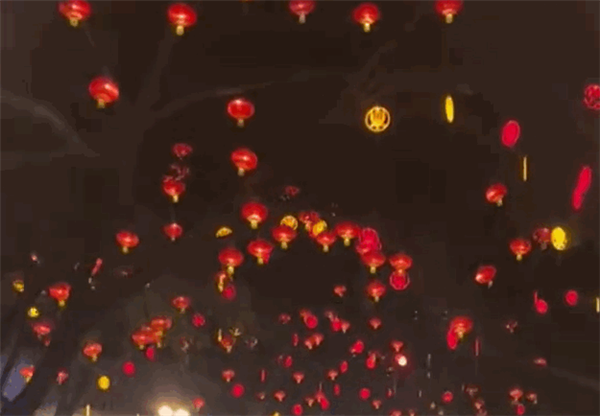 街头挂满灯笼司机差点没认出红绿灯