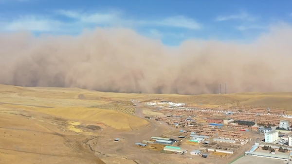 本轮沙尘影响进程图，沙尘天气频繁“造访”我国