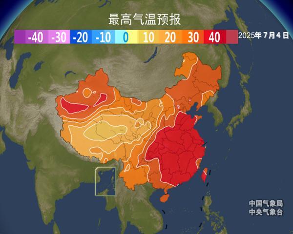 全国气温预报图热到一片红 中东部多地全天闷热