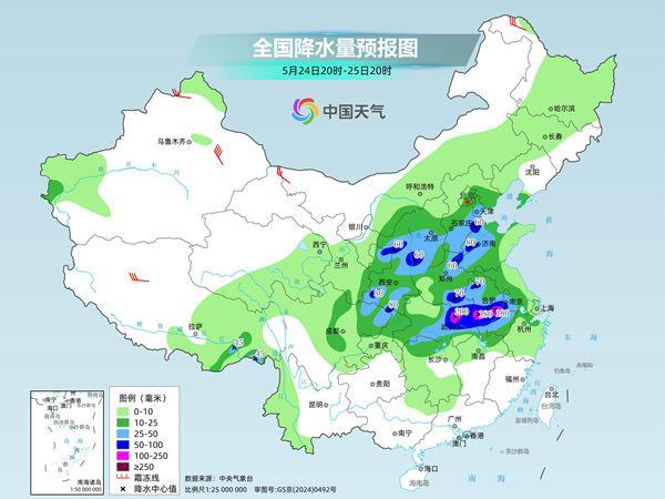 暴雨中心位于河南湖北安徽 局地日降雨量将破5月极值