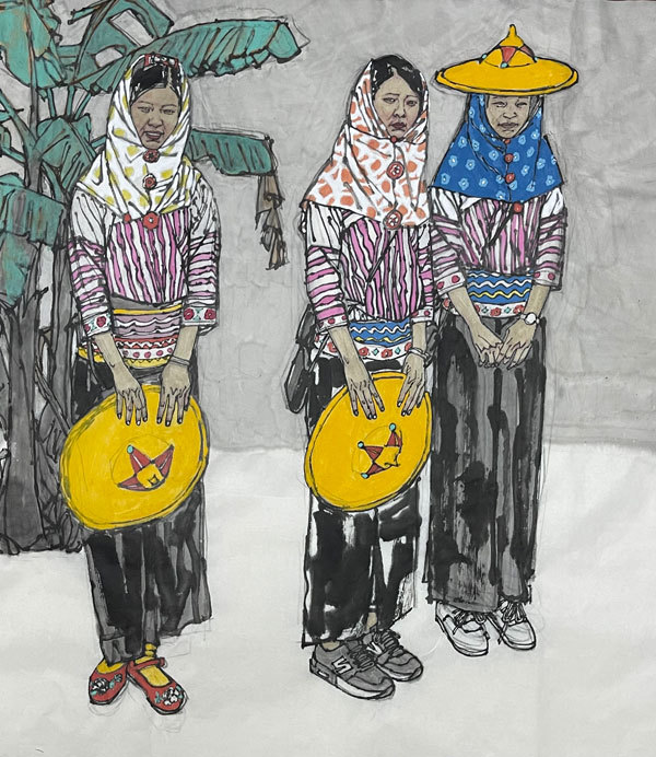 惠安姐妹几多娇,丽江人家花容俏——著名画家马国强新作雅赏