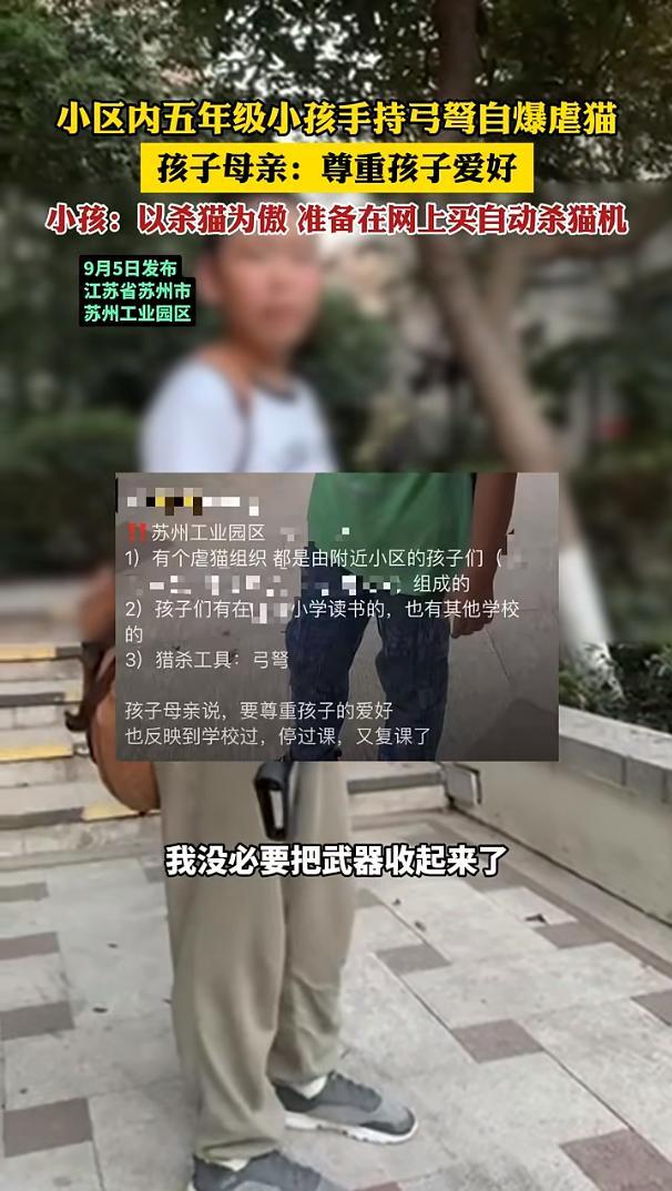 街道办通报小学生持弓弩在小区虐猫 教育引导爱心善待动物