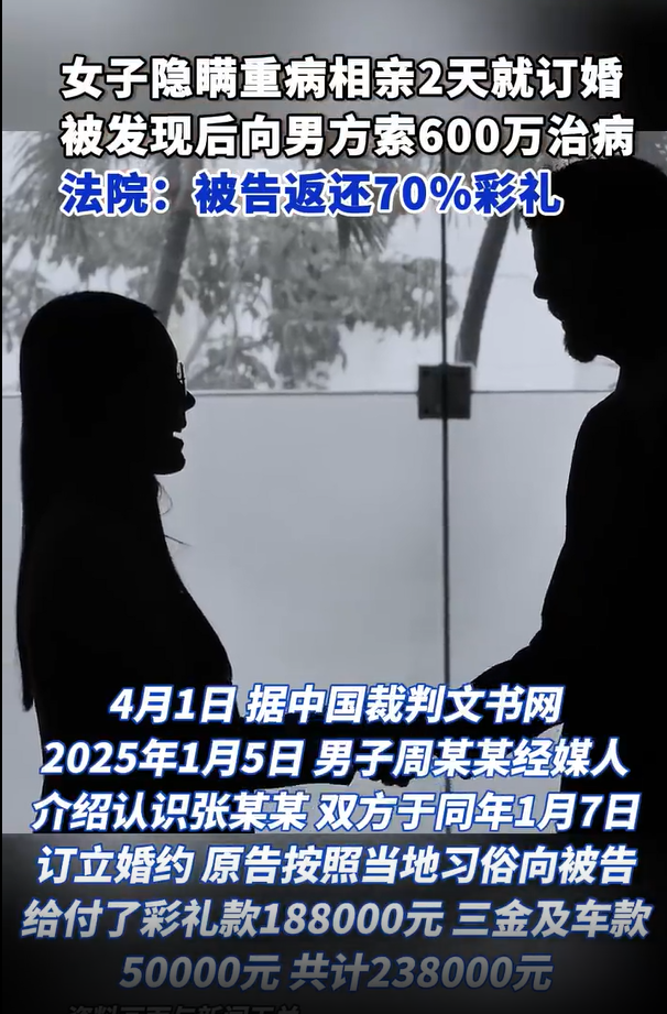 女子隐瞒患尿毒症相亲两天后订婚