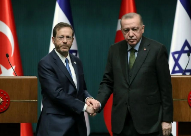 <br>▲3月9日，在土耳其安卡拉，土耳其总统埃尔多安（右）与以色列总统赫尔佐格举行联合新闻发布会。新华社发（穆斯塔法·卡亚摄）