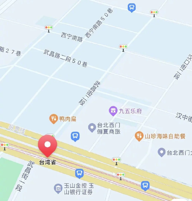 地图可显示台湾省每个街道 用大陆城市命名很亲切