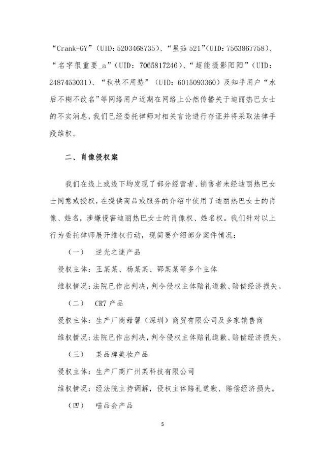 迪丽热巴诉网友侵权案将开庭 近日热巴传闻不断(4)