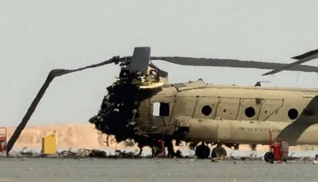 美军CH-47F直升机被伊朗炸毁