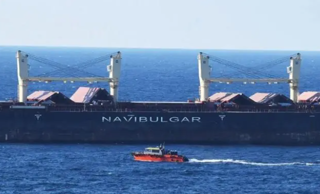 8月6日，从乌克兰出发的第二批运粮船抵达土耳其伊斯坦布尔的博斯普鲁斯海峡黑海入海口附近。（新华社记者沙达提摄）