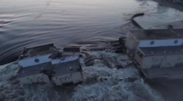乌克兰大坝被炸 附近水位涨2.5米 乌方正在确认破坏程度、水流速度等情况