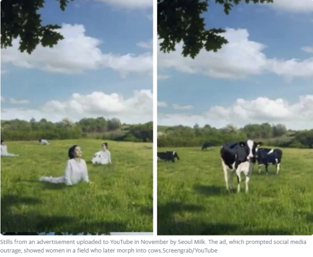 韩牛奶广告将女性描绘成奶牛惹众怒 网友批评：“厌女症”