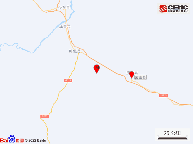 新疆和田皮山县发生3.8级地震，震源深度25千米