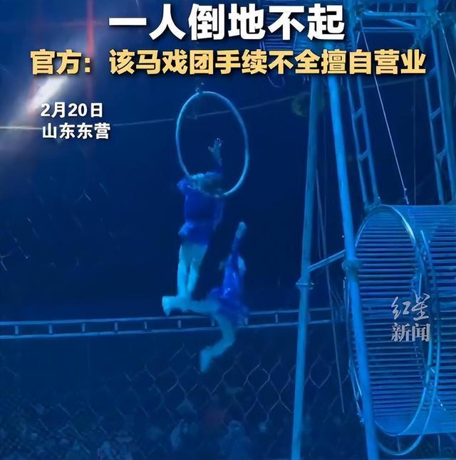 马戏团2名女孩高空跌落 距离地面两三米高视频很惊悚