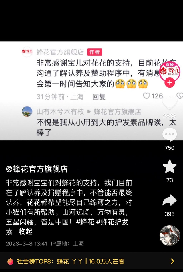 蜂花回应认养“丫丫”丫丫一定要在人间最美四月天早日归来啊