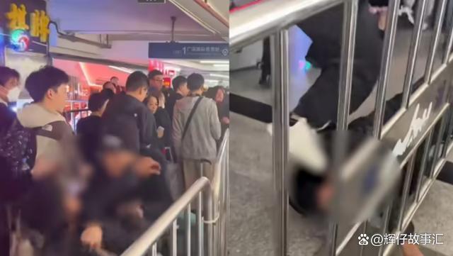 男子被前方男子放倒用脚踩头 公共安全岂能儿戏