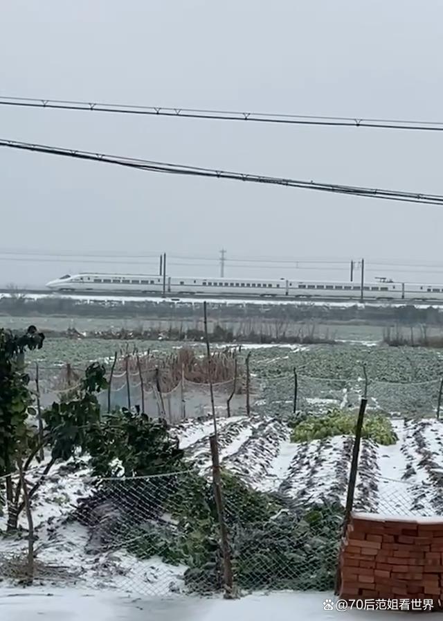 湖北省多地发布了暴雪红色预警，网友第一次见高铁10码速度缓慢行驶