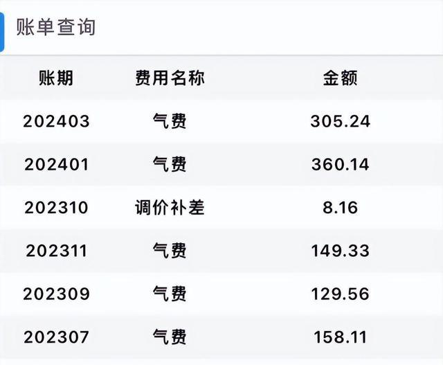 多名重庆网友晒燃气费账单 天然气费像坐了火箭一样直线上升