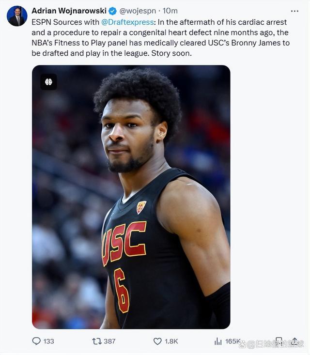 NBA批准詹姆斯儿子参加选秀 篮球传承新篇章
