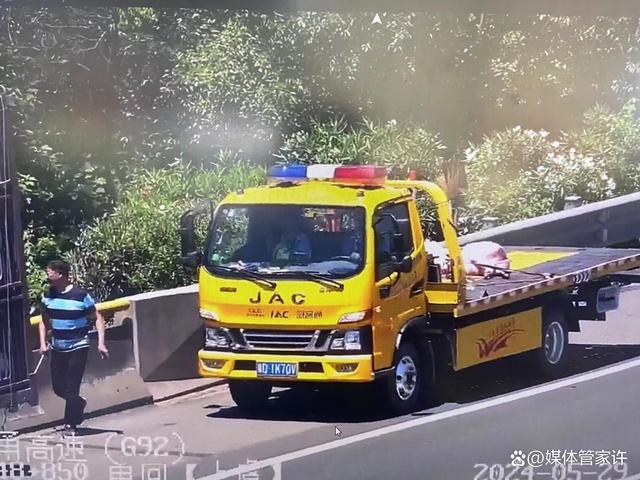 高速上一运猪货车发生车祸 生猪“越狱”上演高速惊魂