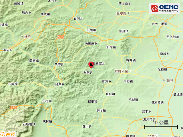 河北邯郸磁县发生2.5级地震 震源深度10千米