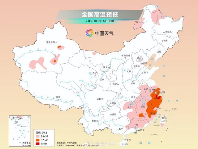 江浙沪闽成全国最热区域 高温炙烤将持续一周