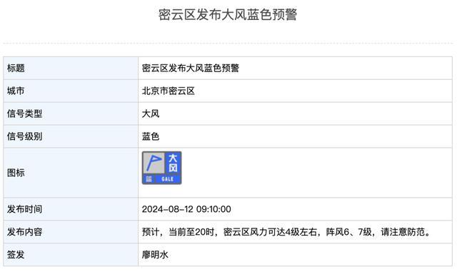 防雨防风！今天北京东北部局地大暴雨，一区已发预警！局地大风达六七级