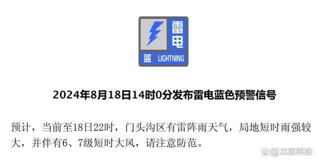 北京今天傍晚到前深宵、来日午后到夜间有雷雨