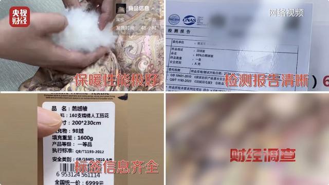 央视曝光羽绒被“以丝充绒”乱象 假羽绒制品泛滥