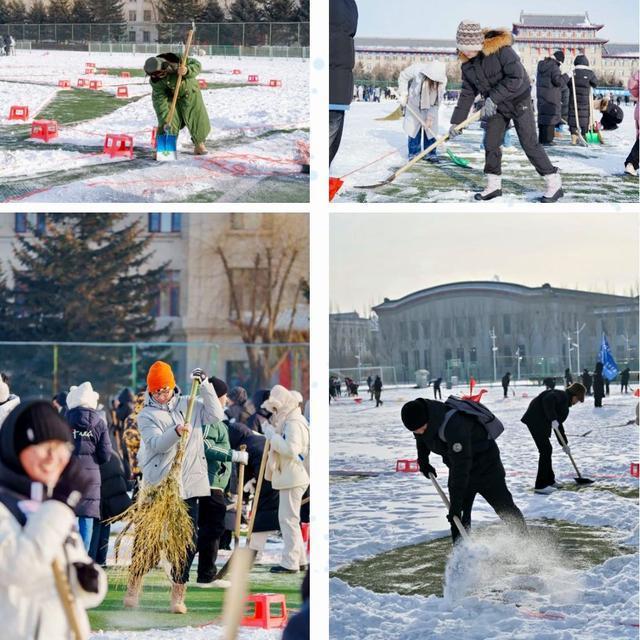 哈工程1600余名师生画图雪地航母 冰雪创意展现爱国情感