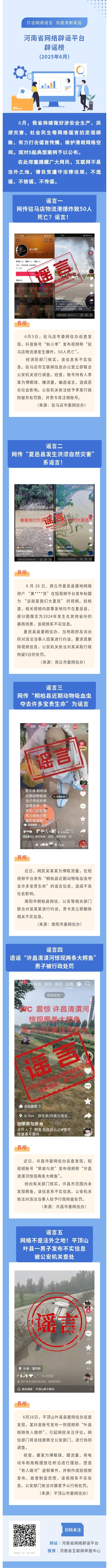 河南省網(wǎng)絡(luò)辟謠平臺2025年6月辟謠榜