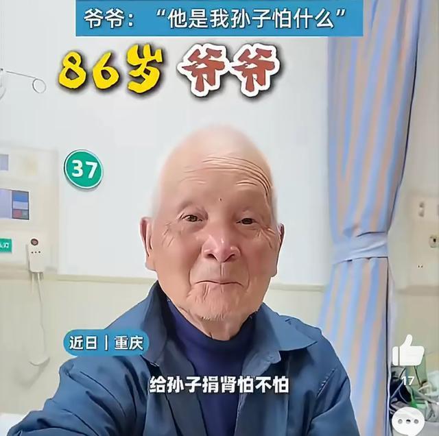86岁爷爷捐肾救尿毒症孙子