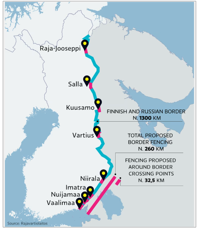 芬兰主要政党同意在芬俄边境建围栏 130-260公里