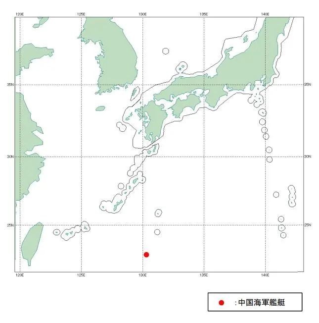 我航母在台湾以东的位置图源：日本防卫省