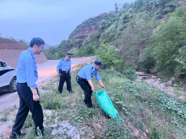 大蛇橫臥路中央 民警拿棍子驅(qū)趕 竹竿智斗解危情