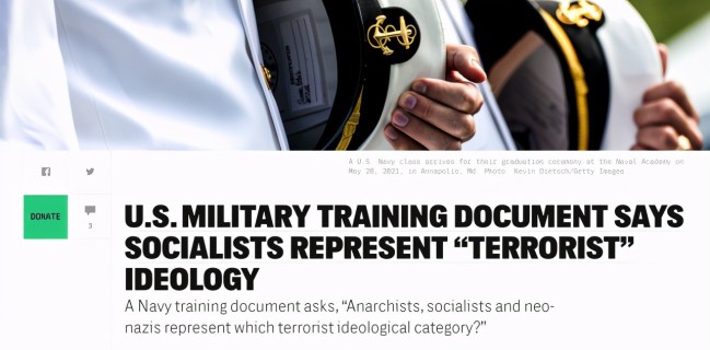 美军反恐培训文件竟将社会主义者与恐怖分子划等号