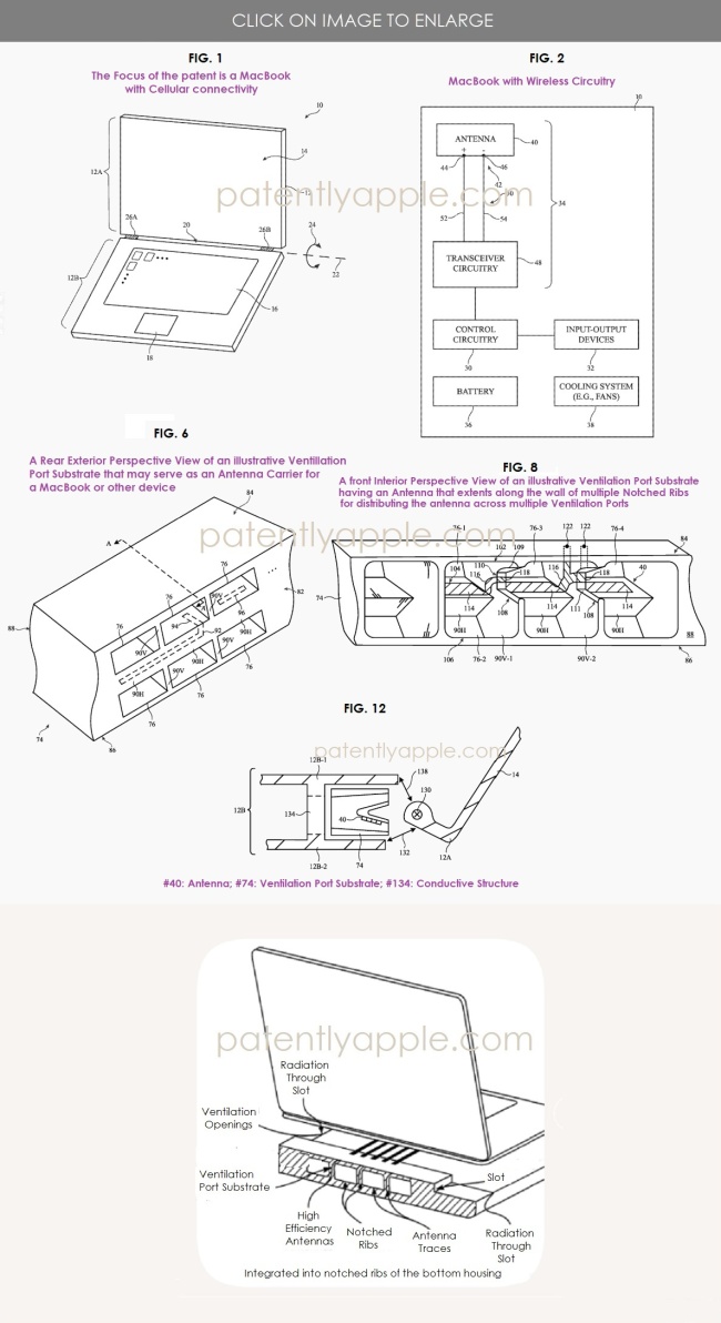 散热风道藏天线，苹果 5G 蜂窝版 MacBook 专利公示