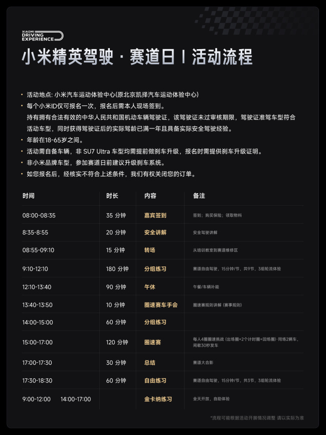 小米精英驾驶赛道日明起开启报名：车主价 1499 元，非小米车主 1999 元