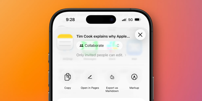 苹果 iOS 26 备忘录应用首次支持 Markdown 导入导出功能