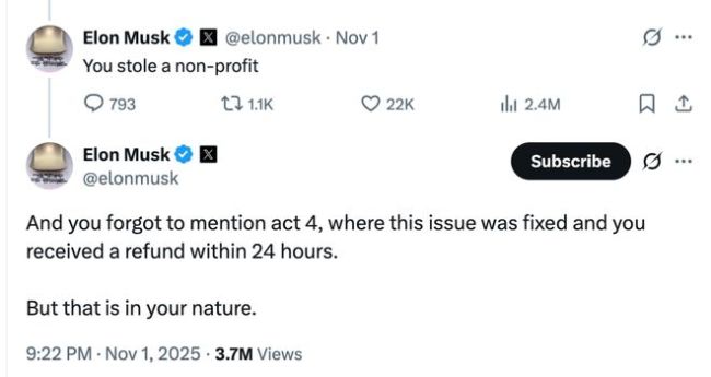 “硅谷甄嬛传”狗血续集：奥特曼优雅挑衅 马斯克狠狠回击