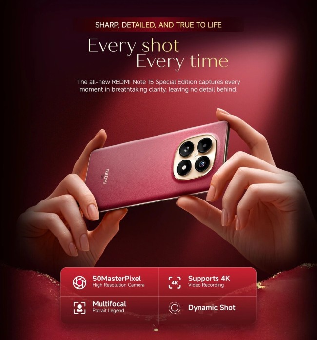 小米 REDMI Note 15 5G 特别版官宣：3 种颜色、5800mAh 电池、5000 万像素主摄