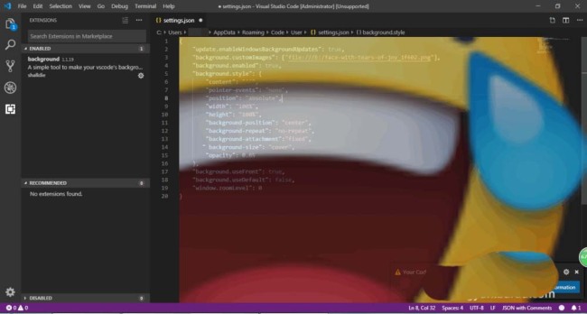 vscode怎么设置背景图片